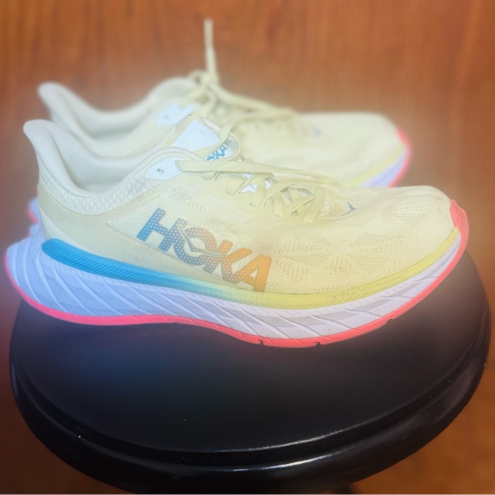 Hoka yellow and Pink Athletic Shoes